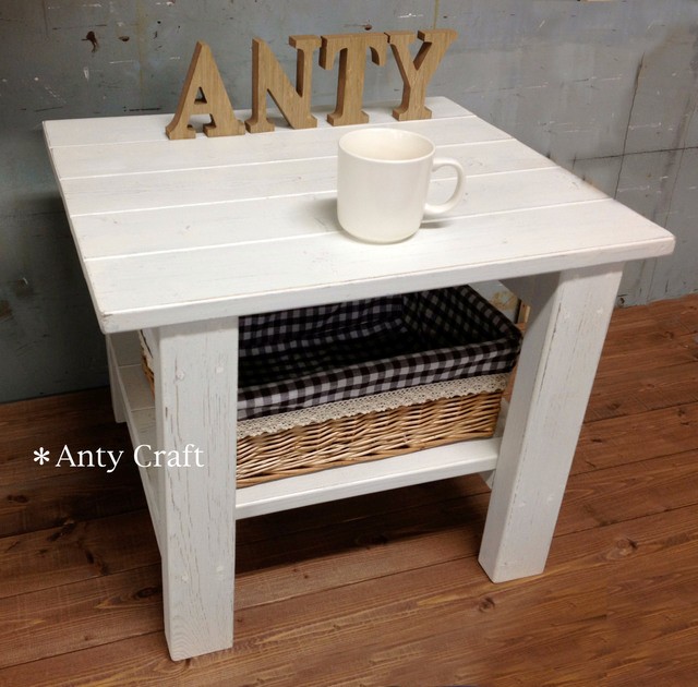 【サイズオーダー可】【引取可能】無垢材 ソファテーブル コーヒーテーブル 飾り棚 幅50cm AW/AW 完成品