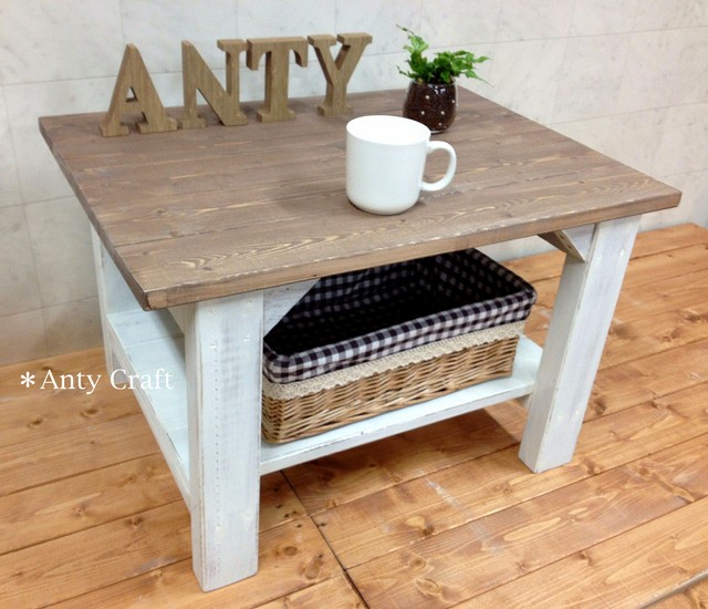 【サイズオーダー可】【引取可能】無垢材 ソファテーブル コーヒーテーブル 飾り棚 幅60cm UN/AW 完成品