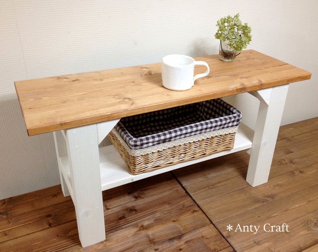 【サイズオーダー可】【引取可能】無垢材 ソファテーブル コーヒーテーブル 飾り棚 幅78cm LO/W 完成品 7,178円