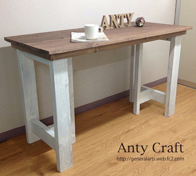 【サイズオーダー可】【引取可能】 脚分離タイプの作業台 ミシン台 展示台 エイジング加工 幅120cm ウォルナット色