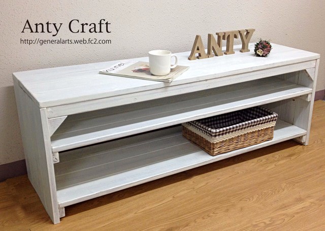 【サイズオーダー可】【引取可能】無垢材 TV台  PC台 飾り棚 AWAW エイジング加工 幅120cm/2段 完成品