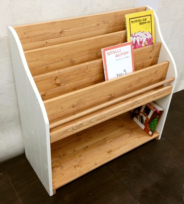 【送料込】無垢材の絵本棚　ハンドメイド作家作品 無垢材仕様の絵本棚＊スリム フリーボックス・小物入れ atelier