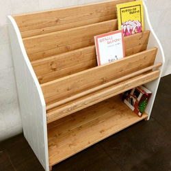 サイズオーダー可】【引取可能】無垢材 絵本棚（面出し4段+棚1段）幅