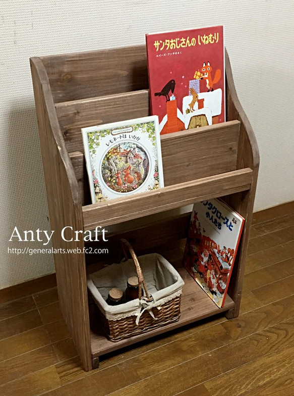 サイズオーダー可】無垢材 スリム絵本棚（面出し3段+棚1段）幅49cm UN