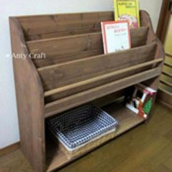 アンティーク風絵本棚（面出し3段+棚1段）幅87cm UN/UN 完成品 本棚