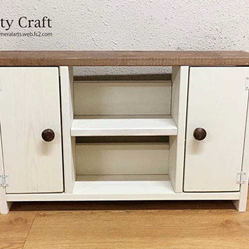 サイズオーダー可】【引取可能】無垢材 トイレ収納棚 目隠し扉2枚付き