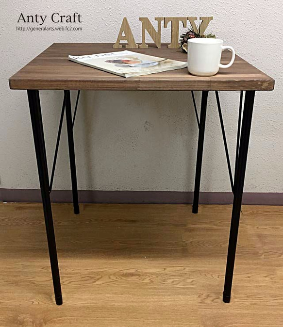 【NEW】鉄脚テーブル カフェテーブル アイアン家具 完成品（60.5×60.5cm）   UN/BK 完成品 5枚目の画像