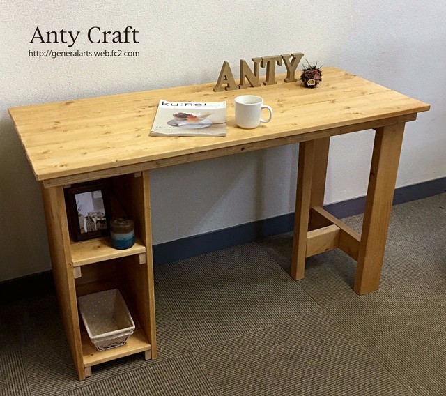 【サイズオーダー可】【引取可能】無垢材 棚＆脚分離タイプの作業台 ミシン台 展示台 幅120cm ライトオーク