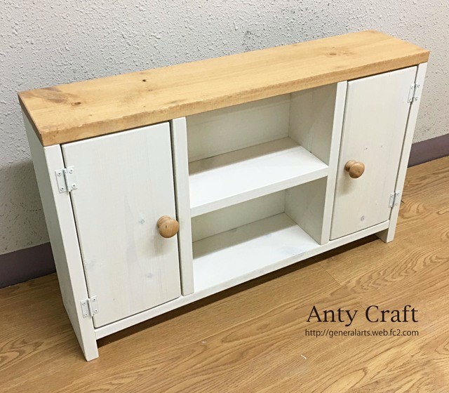 サイズオーダー可】【引取可能】無垢材 トイレ収納棚 目隠し扉2枚付き