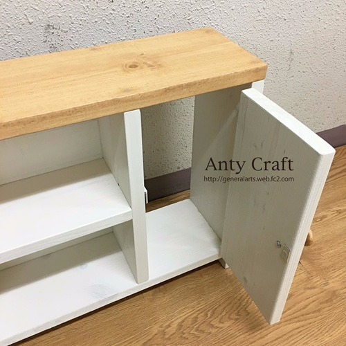 サイズオーダー可】【引取可能】無垢材 トイレ収納棚 目隠し扉2枚付き