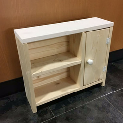 サイズオーダー可】【引取可能】無垢材 トイレ収納棚 目隠し扉2枚付き