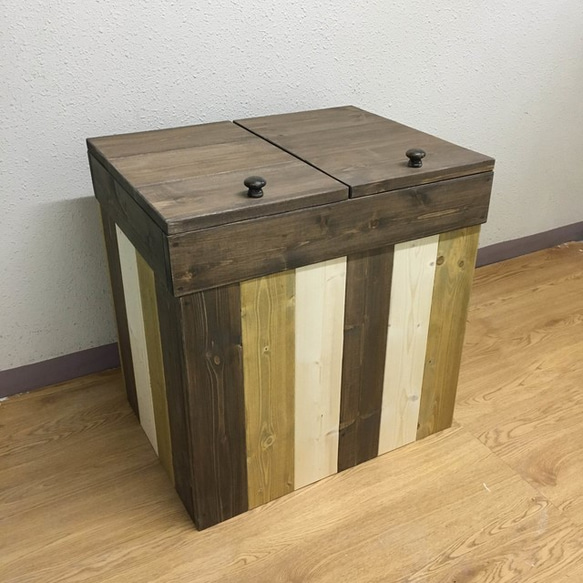 分別ゴミ箱 45L×2袋対応 ハンドメイド アンティーク風ダストボックス