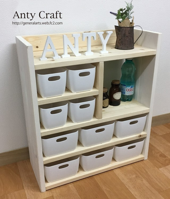 【サイズオーダー可】【引取可能】キッチン収納　スパイスラック　おもちゃ収納（収納ケース大6個＆小4個付） N/W 完成品 1枚目の画像