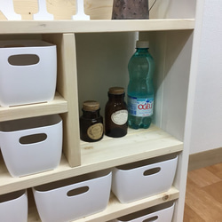 【サイズオーダー可】【引取可能】キッチン収納　スパイスラック　おもちゃ収納（収納ケース大6個＆小4個付） N/W 完成品 2枚目の画像