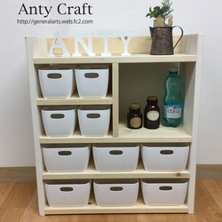 【サイズオーダー可】【引取可能】キッチン収納　スパイスラック　おもちゃ収納（収納ケース大6個＆小4個付） N/W 完成品 5枚目の画像