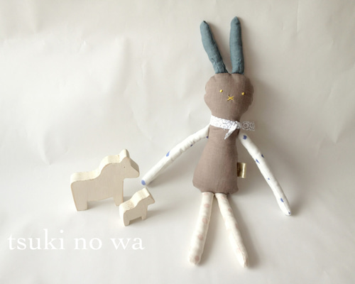 手なが足なが キュートなうさぎのぬいぐるみ リネン＊ダブル