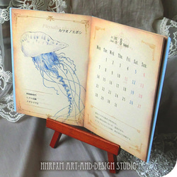 【すももさまオーダー】アンティーク図鑑風カレンダー [くらげと海のなかまたち] 1枚目の画像