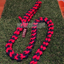 パラコードで編むソフトリード#125：レッド×シャイニーネイビー リード