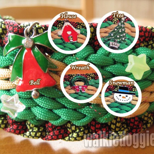 パラコード手編み幅広クリスマス首輪#251 中型犬〜超大型犬向き ハーフ