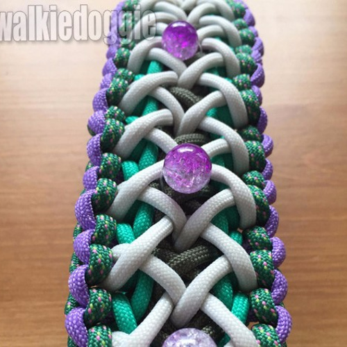 パラコード首輪❥太め❥中型犬 パープル×水色 №033 パラコード首輪