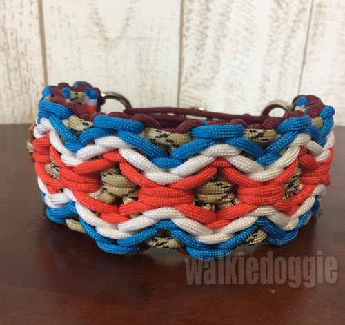 パラコード手編み幅広首輪#346 中型犬〜超大型犬向きハーフチョーク