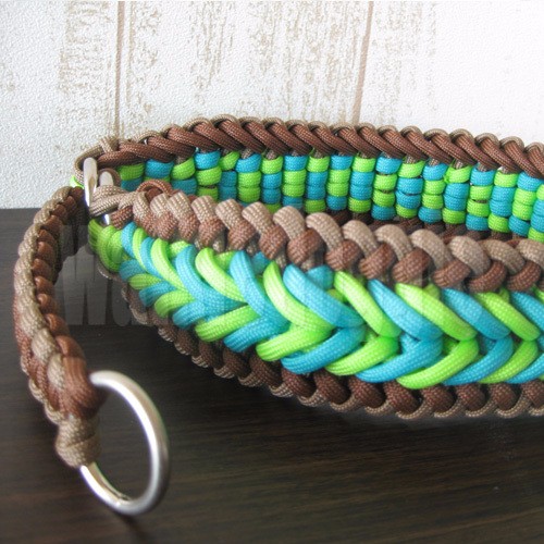 パラコード手編み幅広首輪#120 中型犬〜超大型犬向き ハーフチョークスリップ
