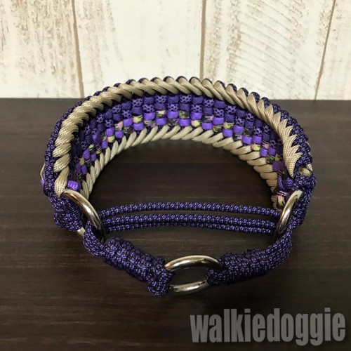 パラコード手編み幅広首輪#481 小型犬〜超大型犬向きハーフチョークマーティンゲール