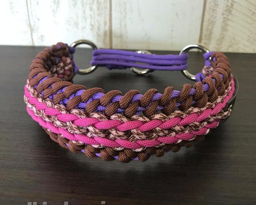 パラコード手編み幅広首輪#484 小型犬〜超大型犬向きハーフチョーク