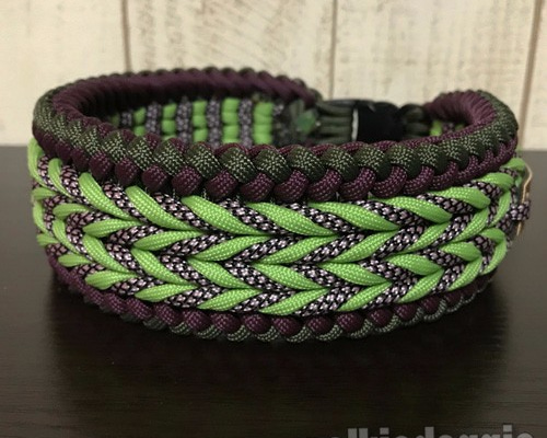 パラコード手編み幅広首輪#474カスタム 40cm バックルタイプ リード