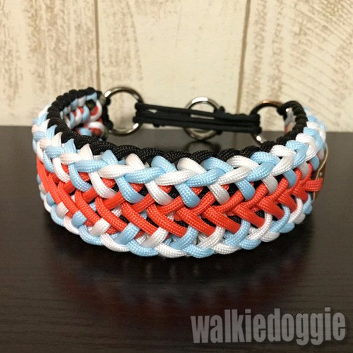 パラコード手編み幅広首輪#498 中型犬〜超大型犬向き ハーフチョークマーティンゲール