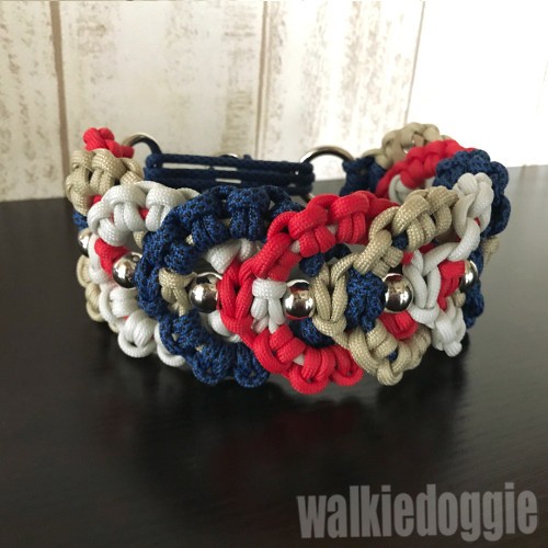 パラコードヴェンダイアグラム幅広首輪#511 中型犬〜超大型犬向きハーフチョーク