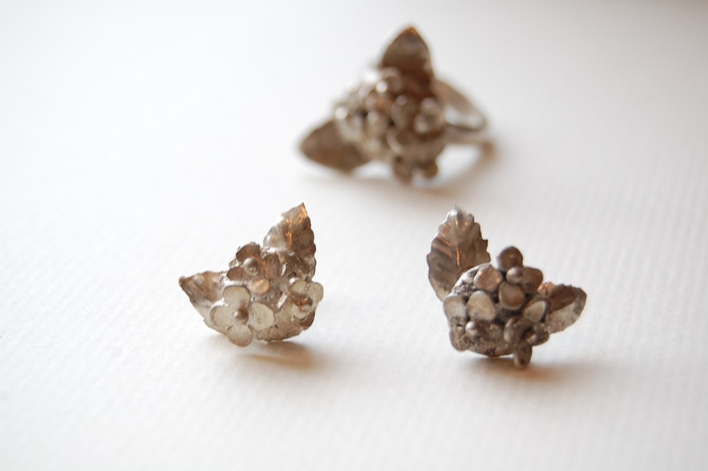 紫陽花のピアス　［SILVER950］