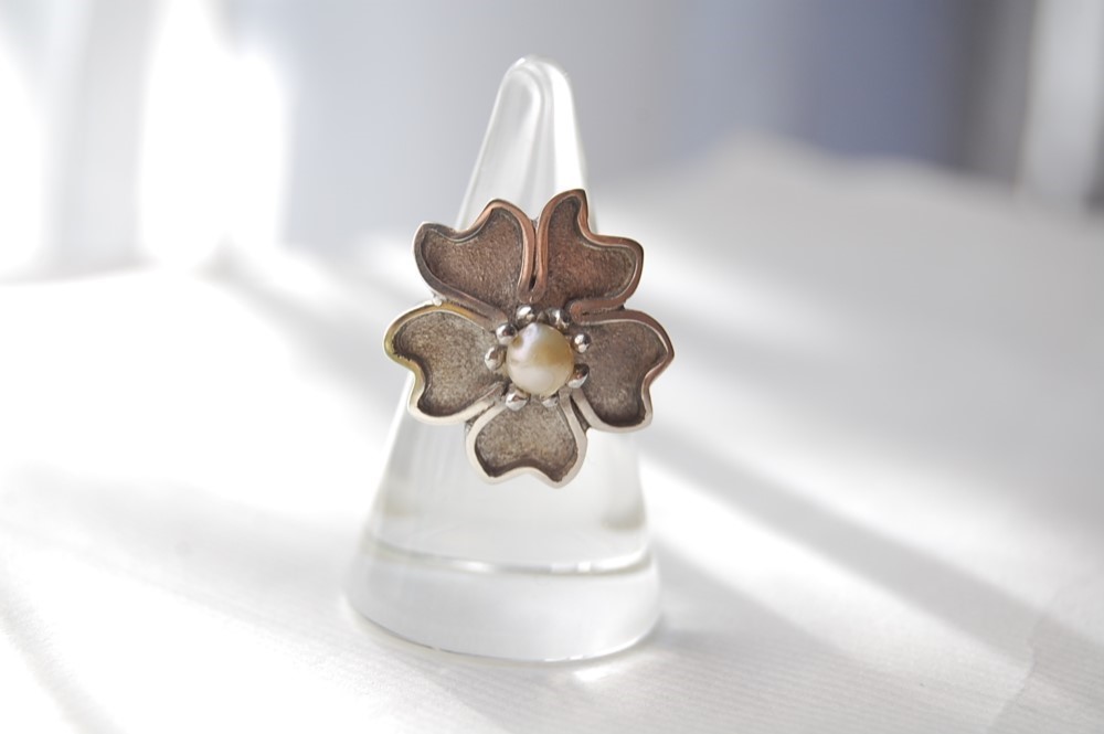 桜の花に真珠の指輪［SILVER950］