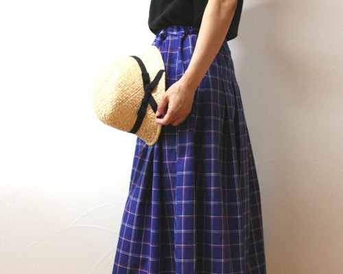 ハンドメイド作家タータンチェック タックスカート sorasneedlework ハンドメイド作家タータンチェック タックスカート