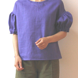 新作　リネン　パフ袖のプルオーバー 2枚目の画像