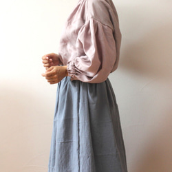 くすみカラー　ブルーグレーのギャザースカート 2枚目の画像