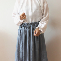 くすみカラー　ブルーグレーのギャザースカート 3枚目の画像