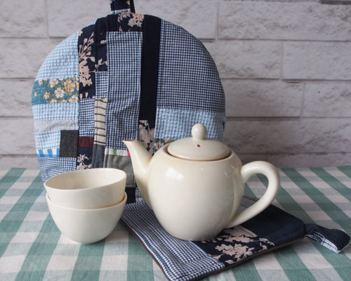ツギハギティーコゼー ブルー系 ポットカバー・ティーコージー 雑貨屋