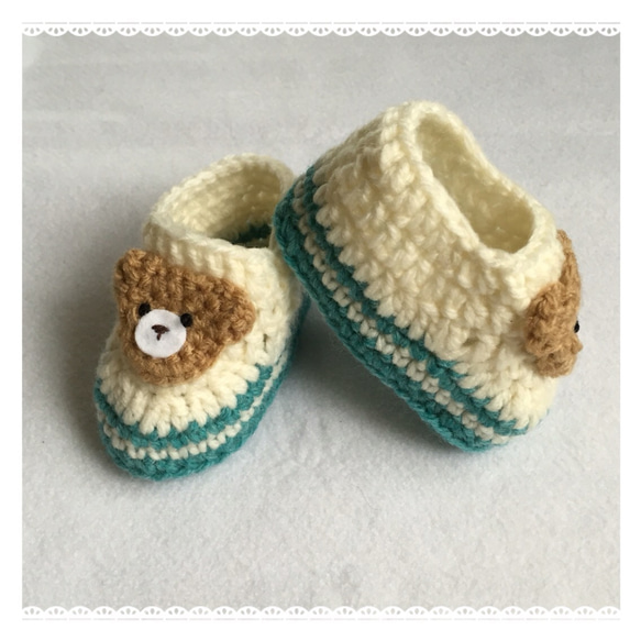 嬰兒鞋✯熊✯翡翠 第3張的照片