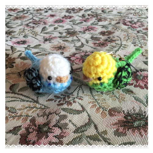 ノーマルグリーン❤︎セキセイインコ☆小鳥 編みぐるみ ストラップ 