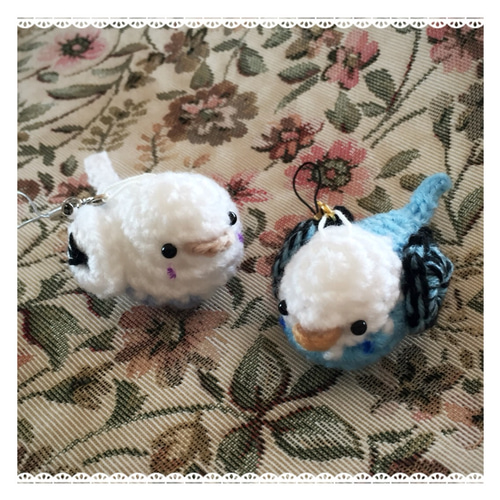 小鳥 あみぐるみ ストラップ✾ハンドメイド セキセイインコ 手作り 