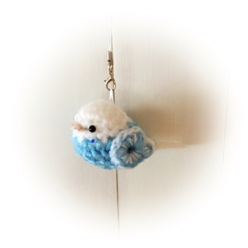 スパングル☆セキセイインコ☆小鳥 編みぐるみ ストラップ 手作り