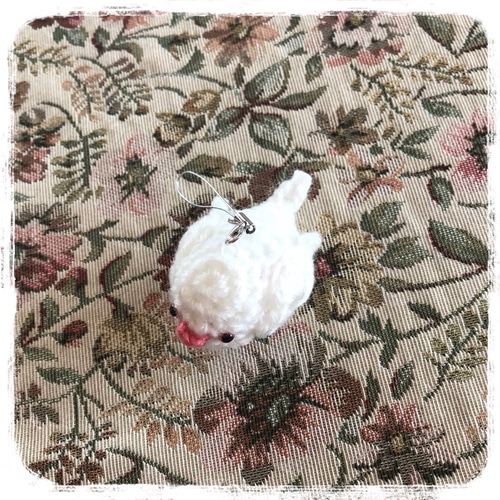 白文鳥☆ハンドメイド 編みぐるみ あみぐるみ ストラップ☆ぬいぐるみ 