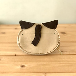 猫好きが作ったイカ耳猫の小銭入れ　シャム猫オコ顔　送料無料　本牛革　再販 2枚目の画像