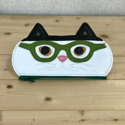 猫のメガネケース K.TAMAO作 全て手縫いのハンドメイド 姫路