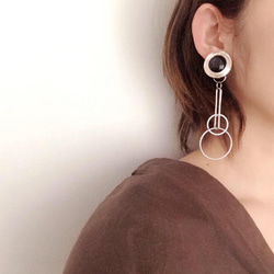 rétro×double foop earrings 【silver】 2枚目の画像
