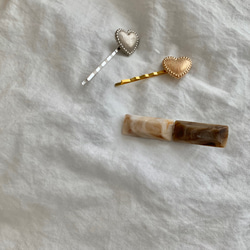 【otona classic】marble clip & antique heart pin 2枚目の画像