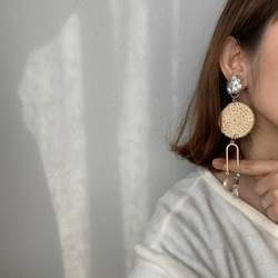 mimosa×haku×rattan earring【シルバー】 1枚目の画像