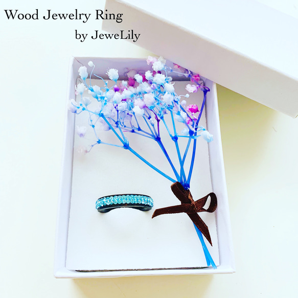 【受注販売】天然の木から生まれたWood Jewelry〜チェーンリング〜イエロー系 5枚目の画像