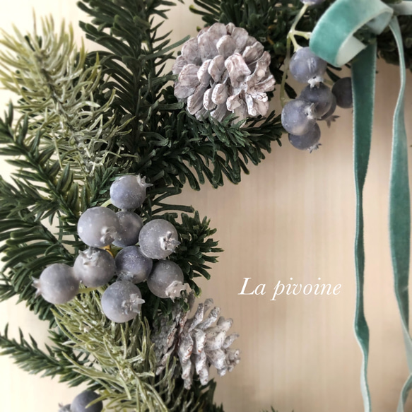 【ギフトラッピング無料】winter wreathe/アーティフィシャルフラワー 2枚目の画像
